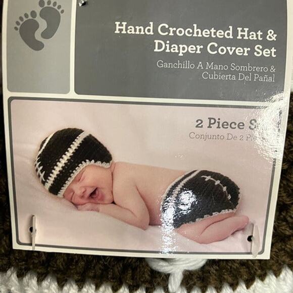 NWT Football Photo outfit for babies unisex hat and diaper cover - Picture 2 of 6